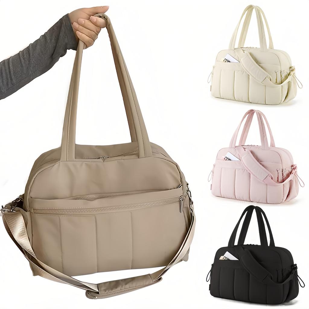 Borsa Duffel da Viaggio Espandibile - Elegante Scomparto per Scarpe Sovradimensionato, Borsa da Palestra Portatile Pieghevole, Duffel Leggero - Sabbia