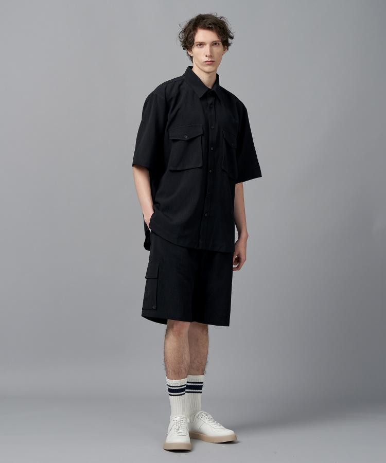 COMSPACE1980 Elastic Side Pocket Shorts_Black