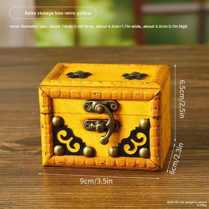 Vintage Wooden Jewelry Storage Box With Lid For Bedroom And Living Room Decor