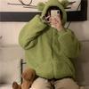 Felpe con cappuccio con zip dolce orso Kawaii donna giapponese Harajuku carino orecchio studente scolastico felpa con cappuccio spessa invernale