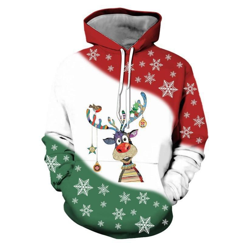 2025 Autumn/Winter Men's Red Wine 3D Christmas Hoodie with Scarf