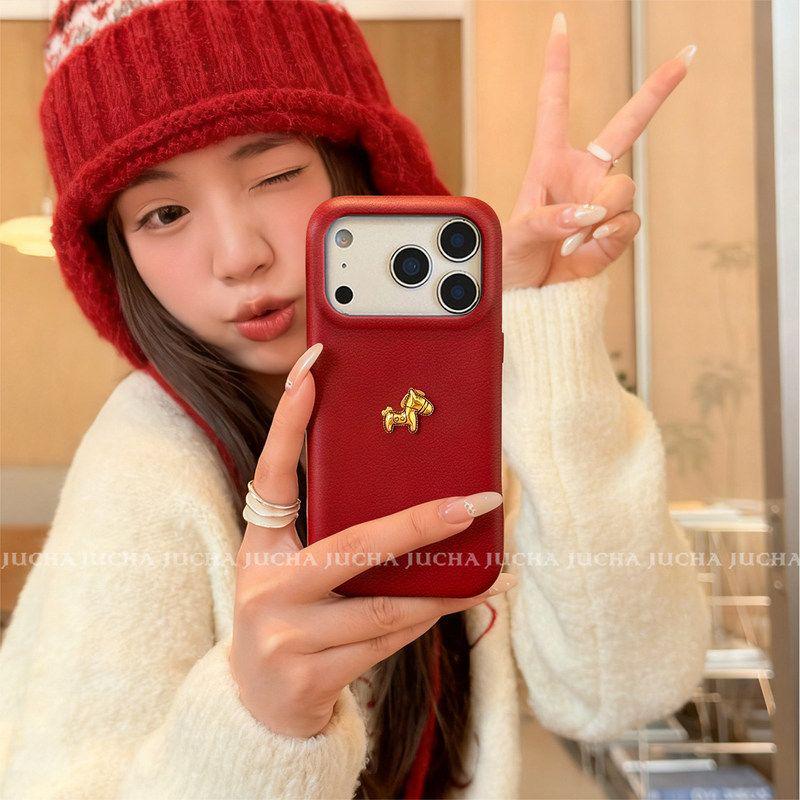 Gold Little Horse Apple iPhone Case: Light Luxury, Enhanced Heat Dissipation, Fits iPhone 17 Pro Max/16 Plus/15 for High-End Look