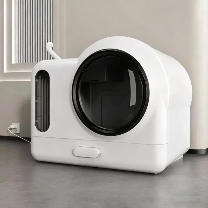 Lettiera Intelligente per Gatti Completamente Chiusa Deodorante Toilette per Gattini Anti-Schizzo Vaschetta Grande per Gatti