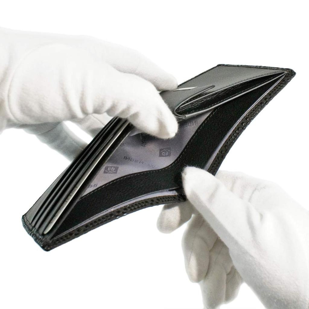 Inden Bifold Wallet Bill C Thin Deerskin Black X Black Lacquer Small Checkered Pattern [Indenya] 2003-01-167