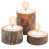 3pcs Set Wooden Candle Stand Tea Light Candle Holders for Rustic Wedding Party Birthday Holiday
