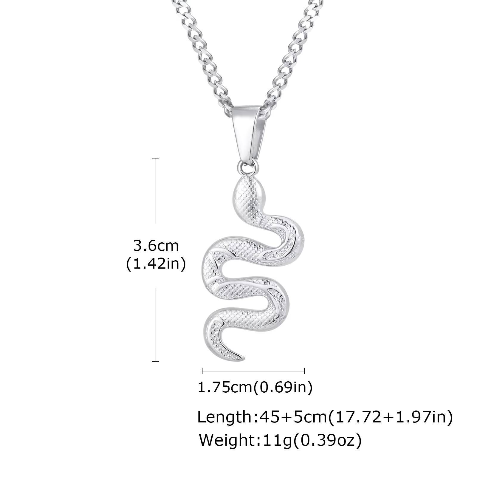 

Vnox Simple Hip Hop Stainless Steel Snake Pendant Men s Necklace, Adjustable Cuban Chain, Daily Casual Jewelry Accessories Gifts 45-50cm