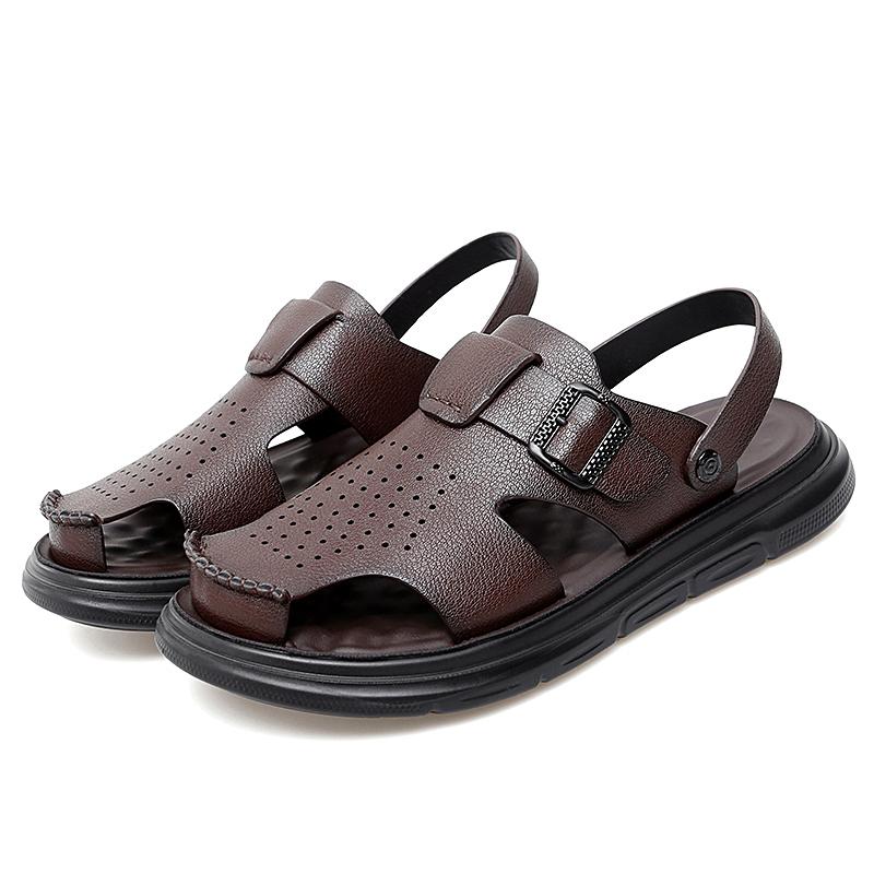 Fashion Men's sandals Classic retro business style Dress up party  Daily office Leisure Outdoor Breathable shoes Black Brown Beach