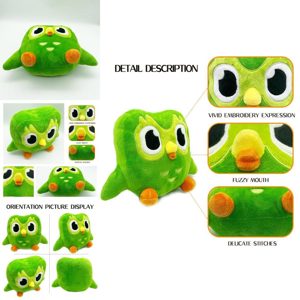 Duolingo Duo 10 Year Celebratory Plush Doll Green Owl Kids Gift
