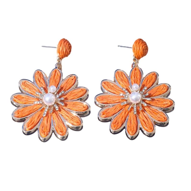 Colorful Rattan Knit Earrings Summer Jewelry For Women Girls Stylish Lightweight Casual Party Accessories