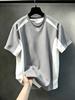 Casual round neck T-shirt, contrasting color block design, fashionable top for all seasons