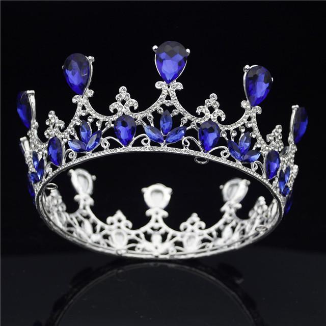 Fashion Crystal Wedding Crown Vintage Royal Queen Tiaras and Crowns Pageant Prom Hair Jewelry Bridal Diadem Head Ornament