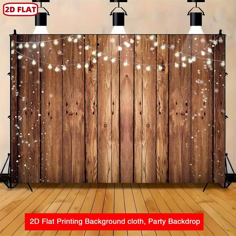 

2D Brown Wood Plank Backdrop with String Lights for Birthday and Wedding 47.2x31.5inch/120*80cm