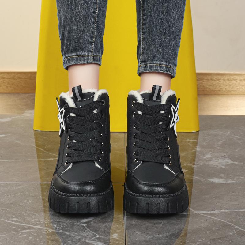 34-42 Kadın Kış Büyük Beden Moda Kalın Taban Ekstra Polar Yalıtımlı Pamuklu Botlar Kar Botları Yüksek Bilekli Pamuklu Ayakkabılar