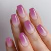 Hochwertige tragbare künstliche Nägel im Mandel-Nude-French-Stil – mittellange und lange Nagelspitzen