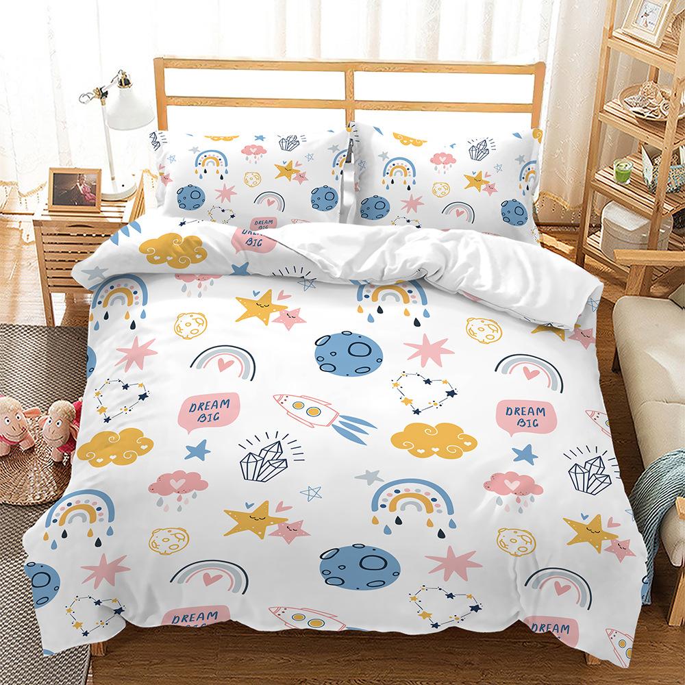 

Kit Small Fresh Floral 3D Digital Printing Three-Piece Set Four-Piece Set 135 * 200 (two-piece set) 90g