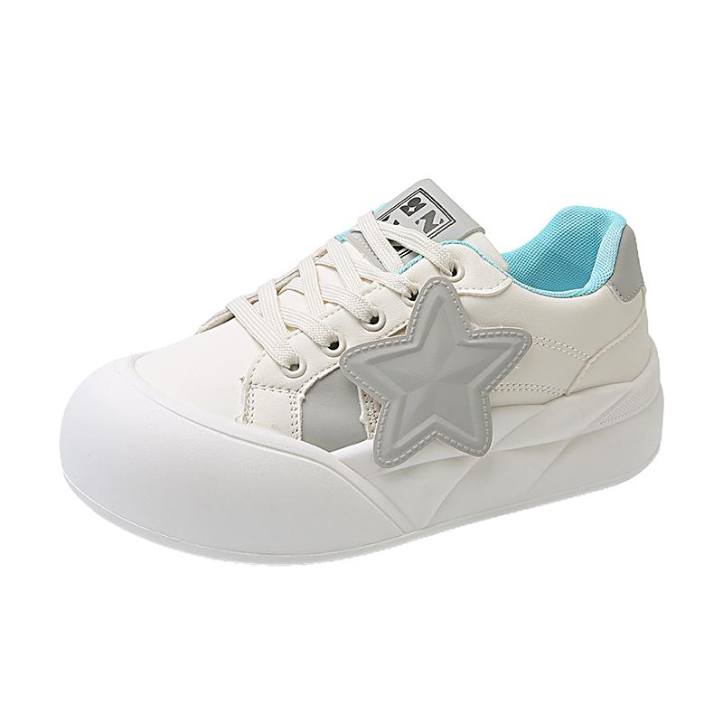 Fashion Sports Shoes Spring New Round Head Deep Mouth Splicing Before Lacing Anti-slip Wear-resistant Flat Low Top Single Shoes