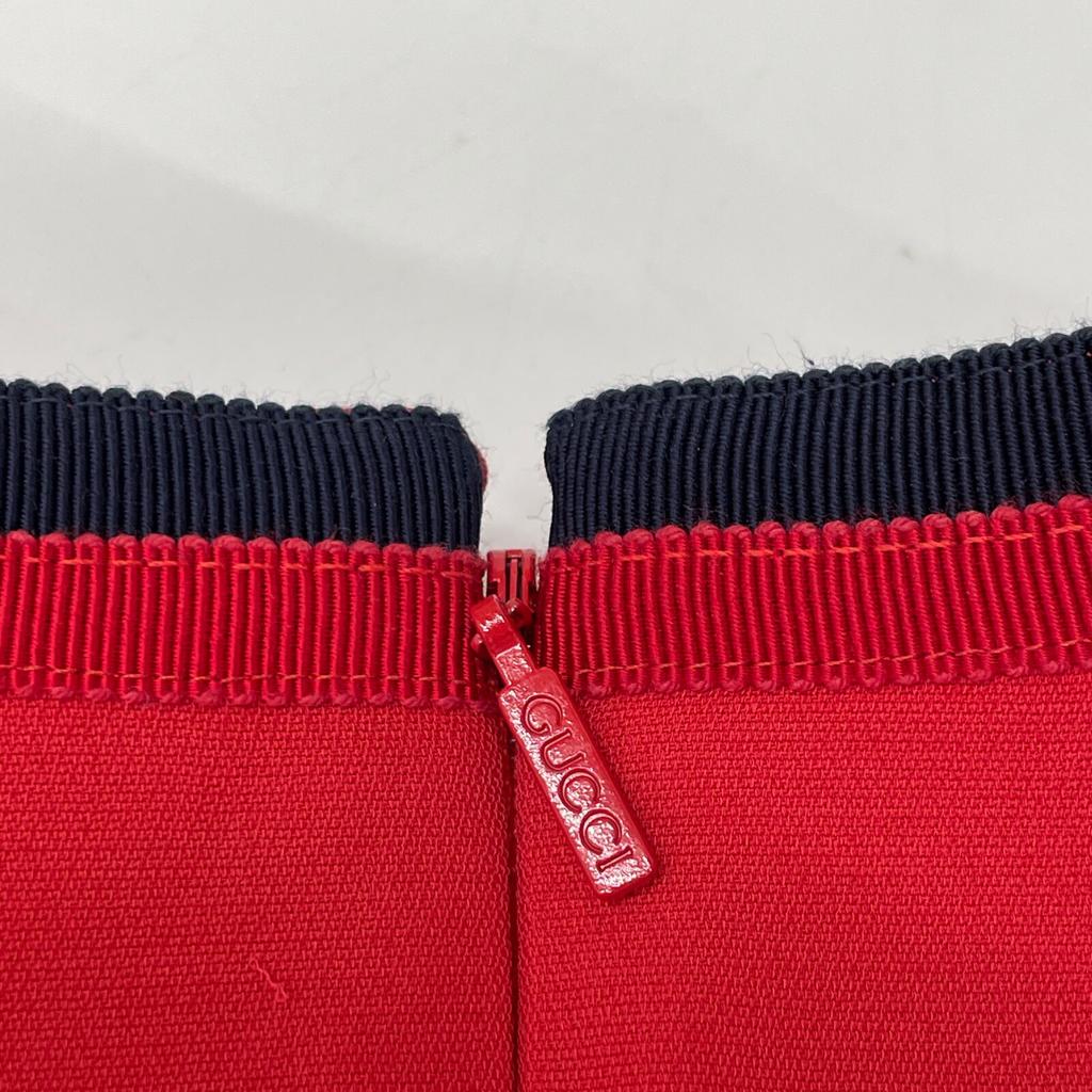 GUCCI 475850 Red Interlocking G Pearl Button Web Trim Dress dress 36 RedUsed