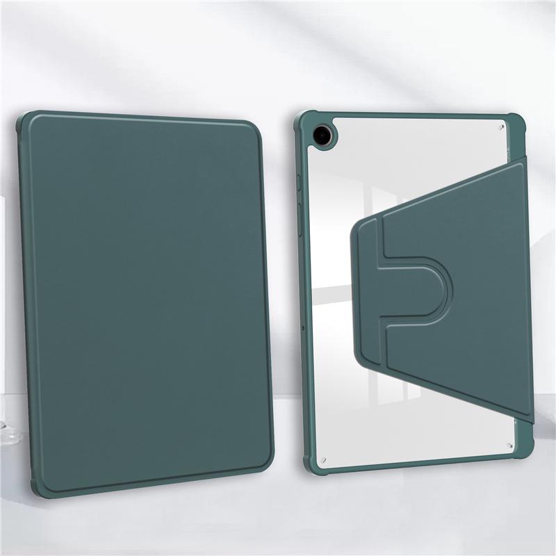 Samsung A9+ Case with Rotating Acrylic Pen Slot, Transparent Ultra-thin Leather Stand