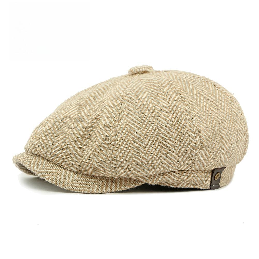 

Fall New Octagonal Hat Men s Beret British Vintage Herringbone Knitted Peaked Hat Fashion Painter s Hat Clothing and Accessories