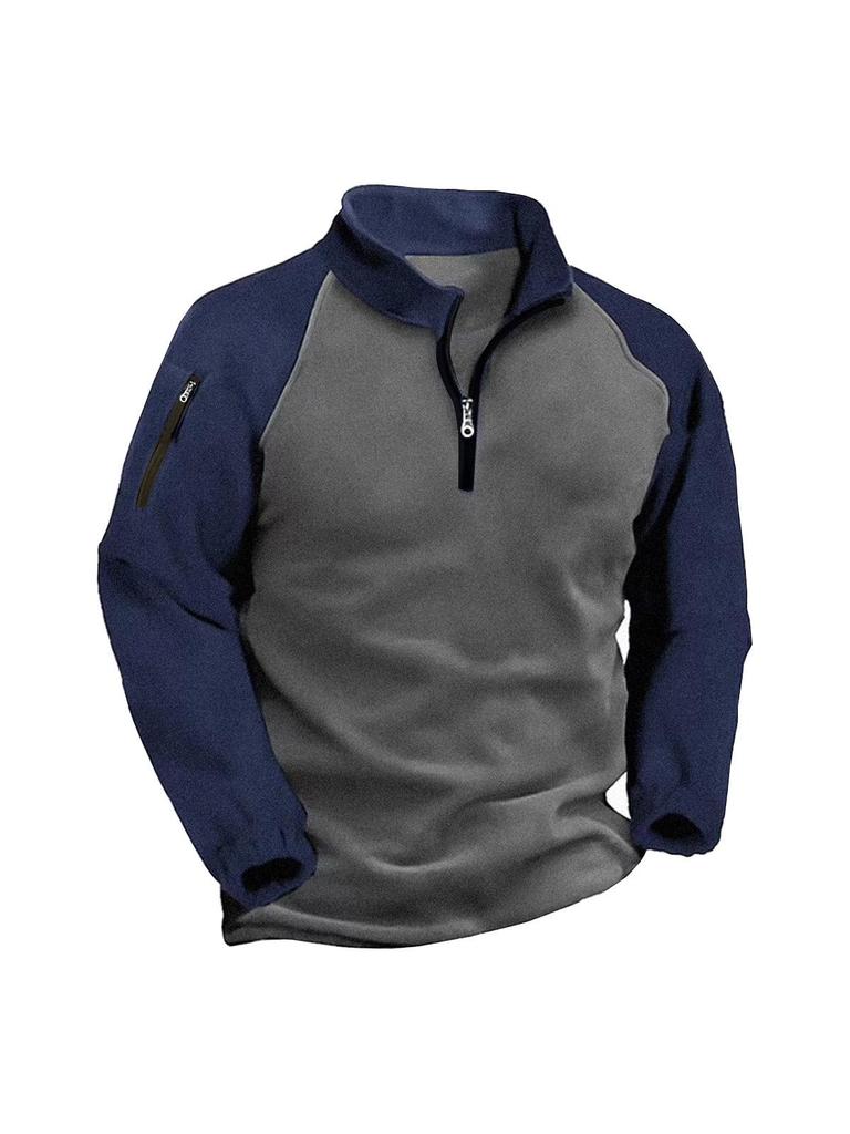 Ανδρικό Ευρωαμερικανικό Τακτικό Φλις Μπουφάν - Ζεστό Πολικό Φλις, Μονόχρωμο, Όρθιος Γιακάς για Φθινόπωρο/Χειμώνα.