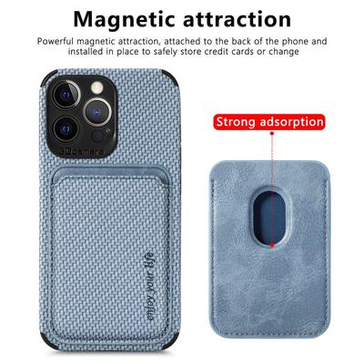 For Apple iPhone 14 13 12 11 Pro Max XR XS Mobile Phone Case Magnetic Card Sleeve Magsafe Card Bag Fiber Grain Protective Sleeve