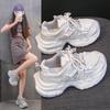 2025 Summer New Paris Dad Shoes Women's Thick Sole Heightening Small Mesh Breathable Sports Casual White Shoes