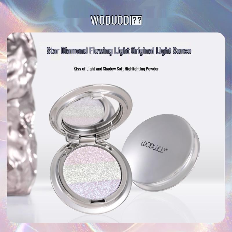 WODWOD Light & Shadow Kiss Highlighter Palette: Soft, Sparkling, 3D Highlight & Contour Powder