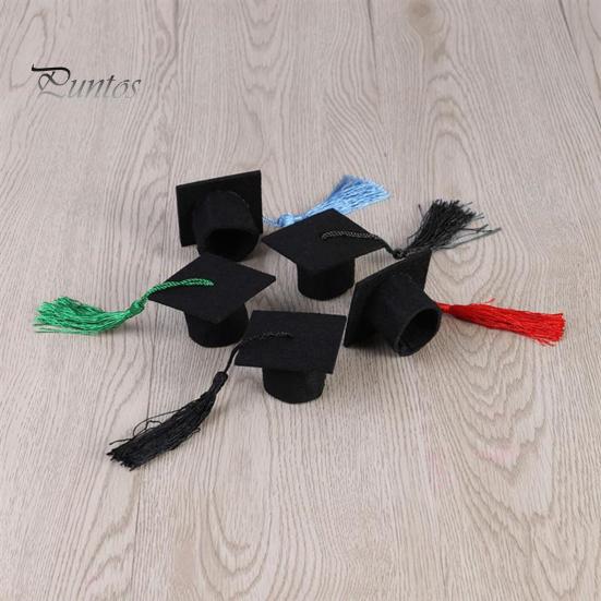 20Pcs Felt Mini Graduation Bachelor Hat with Tassels Celebrations Graduation Wine Bottle Topper Graduation Party Supplies