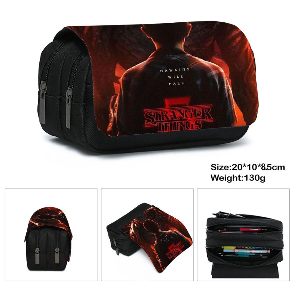 Stranger Things 5 Pencil Case, Large Capacity Multi-Layer Storage, Wear-Resistant Oxford Cloth Student Stationery Bag