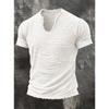 Summer, Solid Color, Men's T-shirt, Retro V-neck, Hairy Edge, Short Sleeve