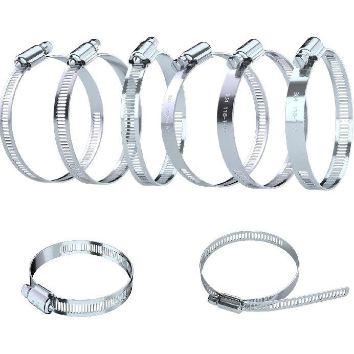 6 Pcs 3 Inch Stainless Steel Hose Clamps - Adjustable Worm Gear Drive Hose Clamps for Fuel Line Hose Pipe Clamp for Dryer Vent Hose (3 Inch)