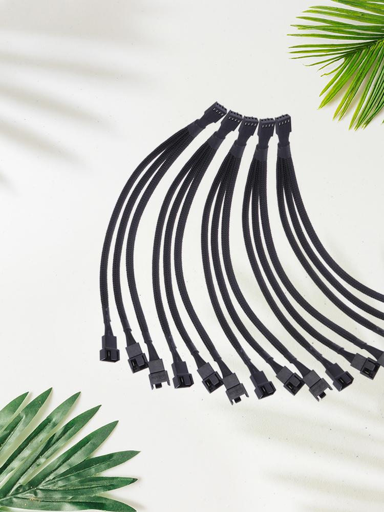 4 Pin PWM Fan Cable 1 To 3 Ways  Splitter Black Sleeved Extension Cable