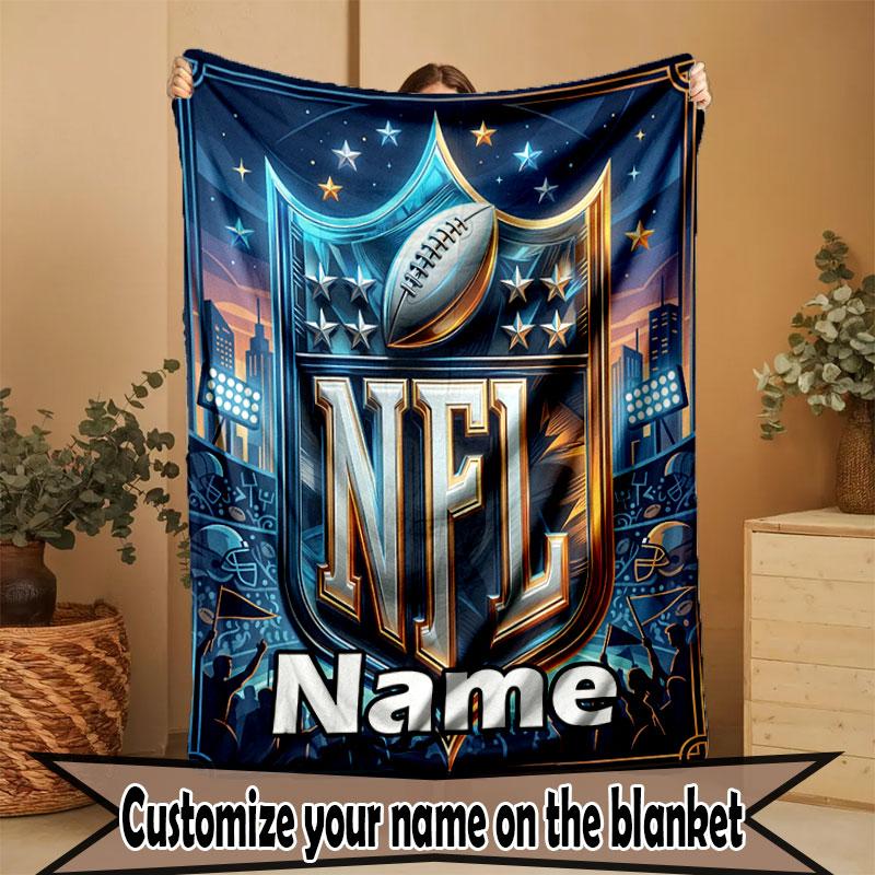 Custom Name Personalized NFL Print Blanket, Home Decor, Bedroom, Sofa, Camping, Couch, Gifts for Birthday Christmas
