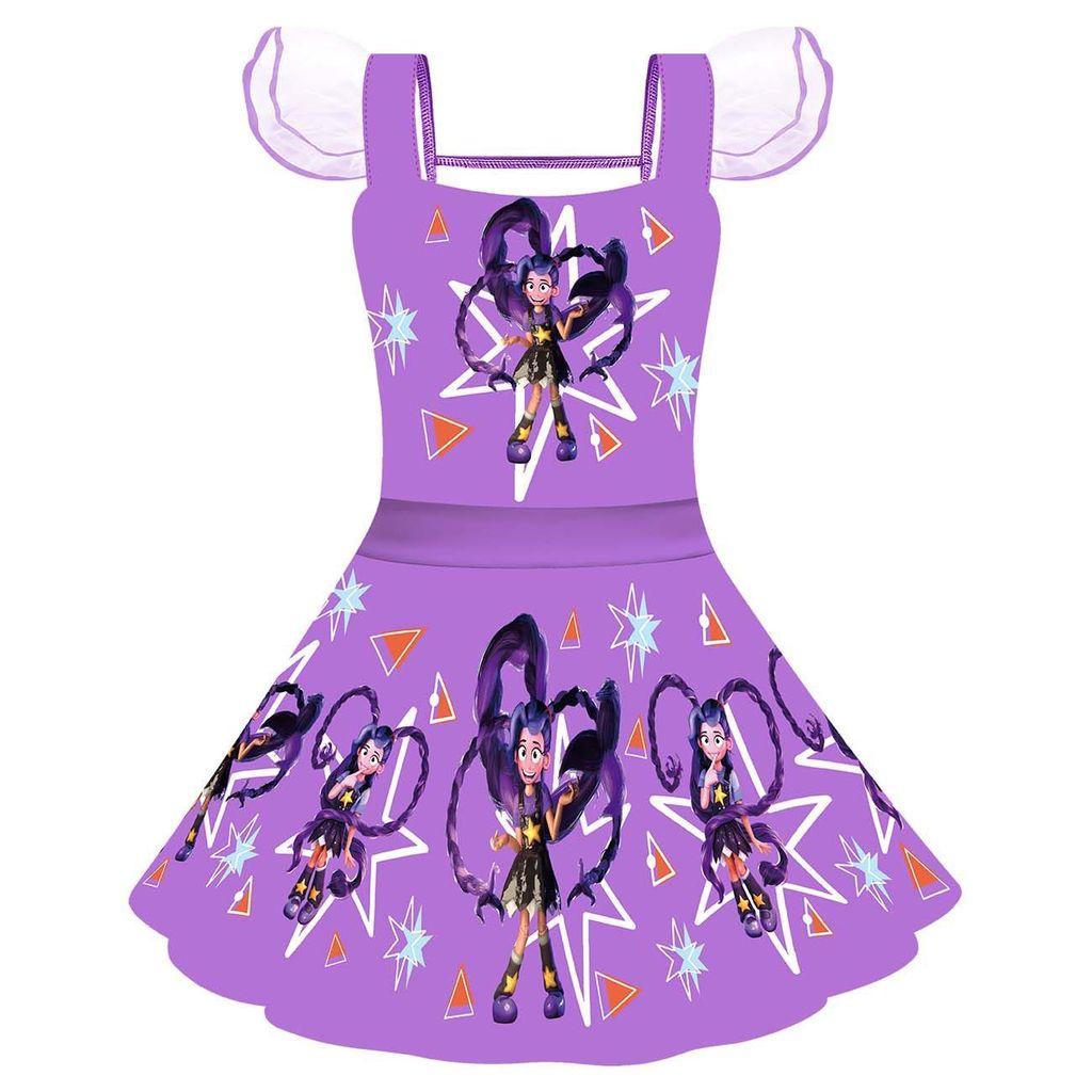 83125 Kids Girls Lily Lovebraids Print Mesh Ruffle Dress 100cm фиолетовый