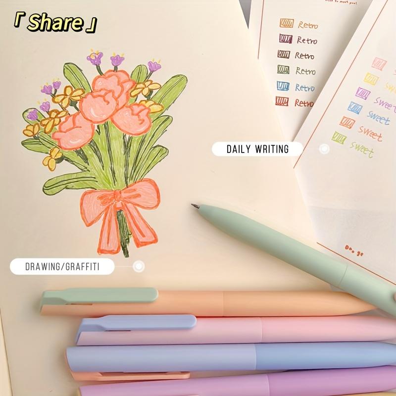 6pcs Colored Gel Pens Set, 0.5mm Fine Point, Quick-Drying,for Journaling,Drawing,Note-taking,Office Accessories, Back To School