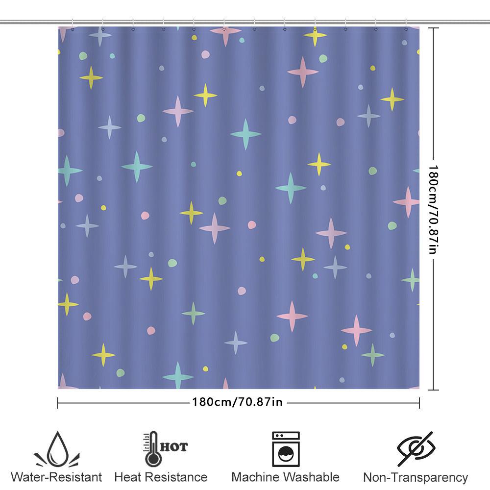 Blue Shower Curtain With Pastel Stars For Bathroom Decor Waterproof Fabric Custom Size Available