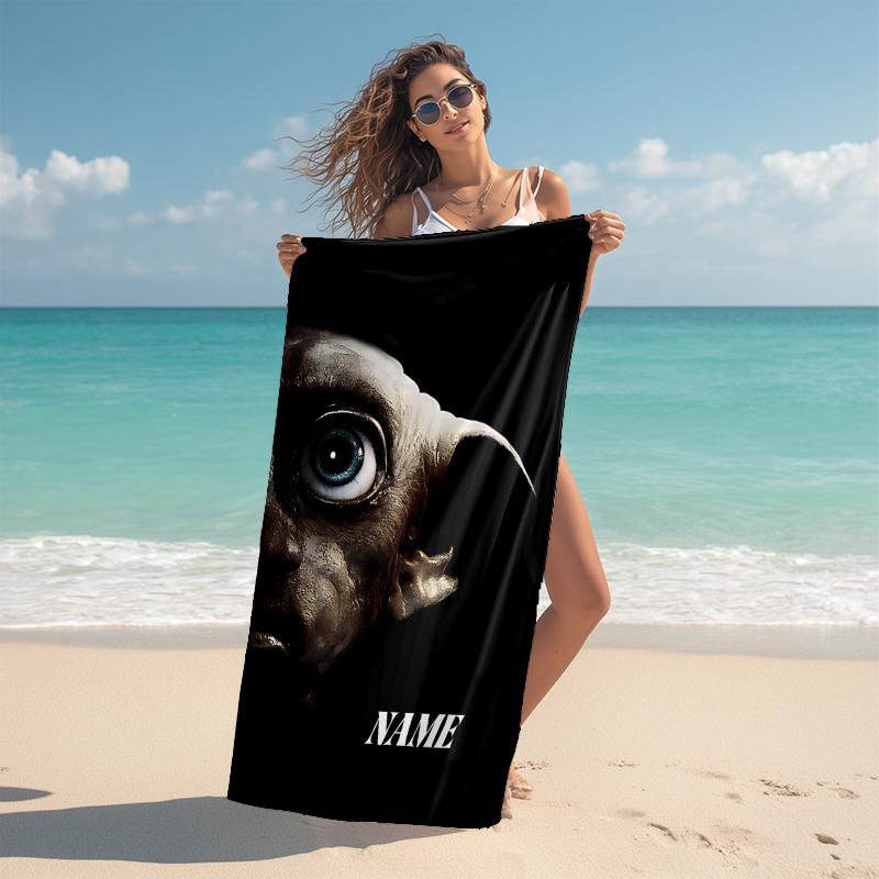 Personalized Alien Face Close-Up Beach Towel Microfiber Beach Towel Thin Absorbent for Beach Swimming Yoga Bath Sports. 0910382