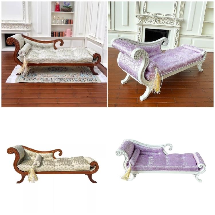 Detailed 1/12 Scale Dollhouses Sofa With Sturdy Wood Construction For Realistic Bedroom Living Room Displays