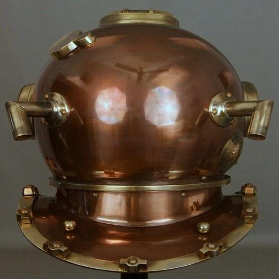 Mark V U.S. Navy Style Deep Sea Divers Helmet Full Size in Solid Metal Brass Aluminum Maritime Collectible Nautical Decor