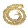 1PC European and American Popular 14mm Rhombus Cuban Chain Zinc Alloy Necklace Full of Diamonds Hip Hop Trendy Men's and Women's Fashion Quality