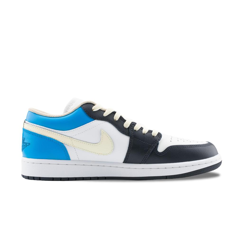 Jordan Air Jordan 1 Lightning 2.0 Abrasion Resistant Low Top Vintage Basketball Shoes Unisex White Blue Black 553558-153(Team626-2.0)
