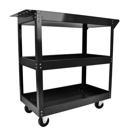 Sunpercy 3-Tier Tool Cart with Locking Casters and Driver Holes (Black)