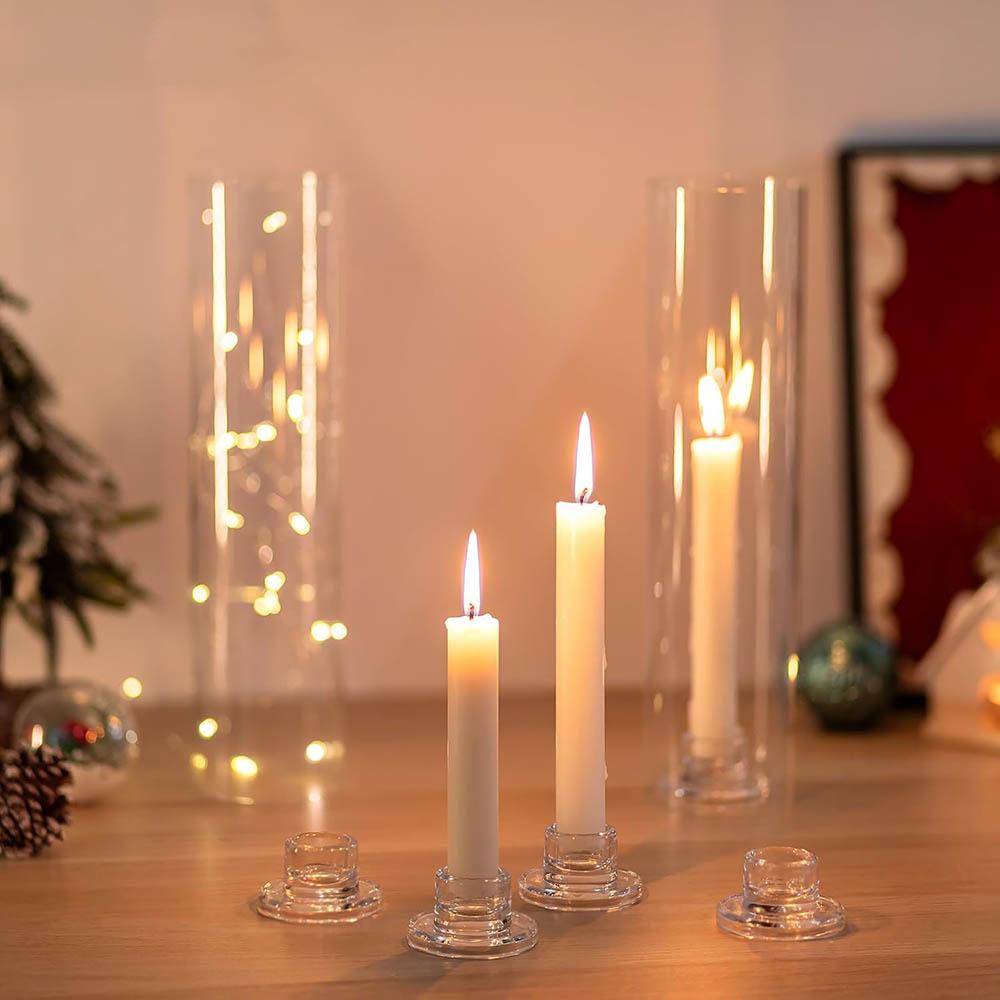 Kerzenständer Klar Kurz Konisch Kerzenhalter für Tischmittelstück Hochzeitsparty Advent Weihnachten Heimdekorationen