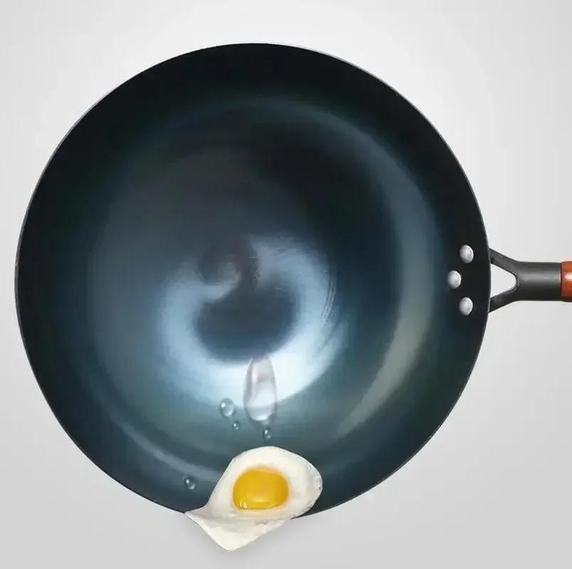 High Quality Saucepan Iron Wok Traditional Handmade Iron Wok Non-stick Pan Non-coating Induction and Gas Cooker Cookware