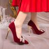 Size, Large Size Wedding Shoes Show Wo Dress Wedding Dress French Butterfly Wedding Bridal Shoes Red High Heels