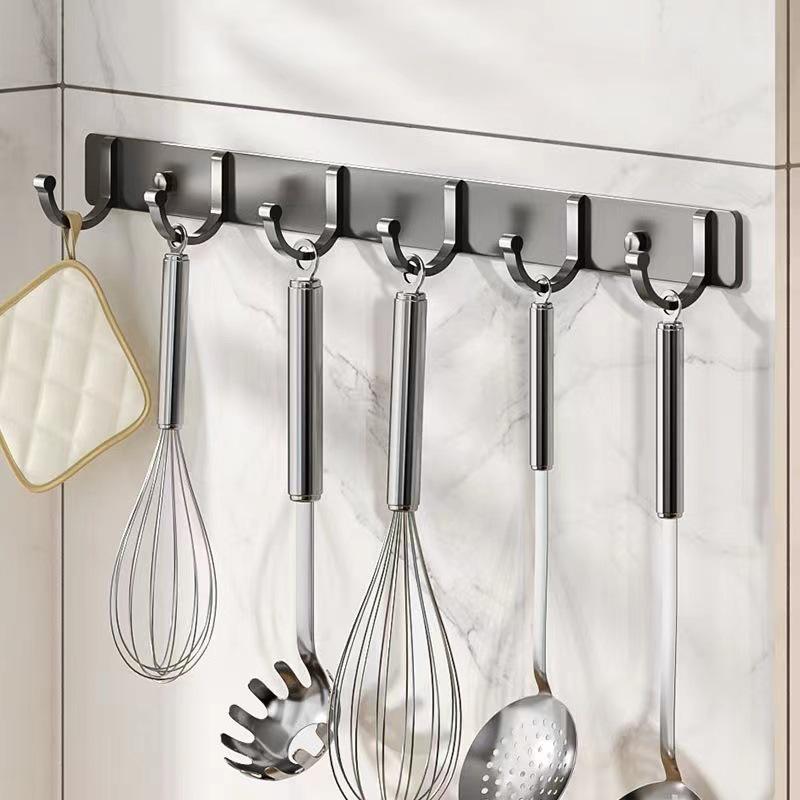 Adhesive Space Aluminum Hook for Bathroom & Kitchen - Punch-Free Coat & Clothes Hanger 