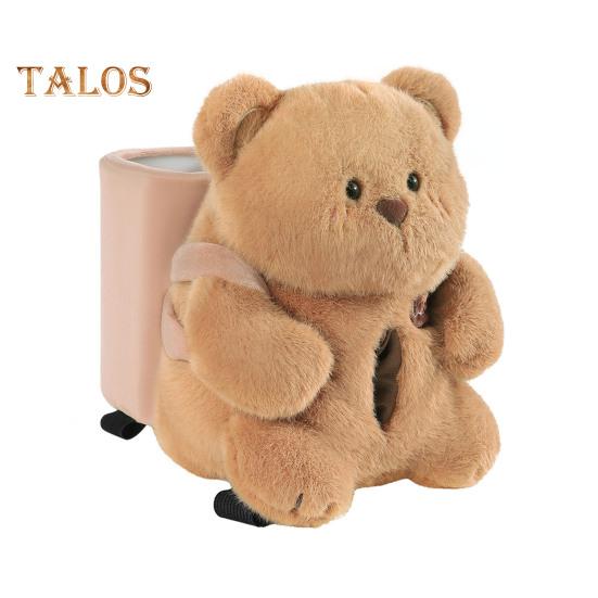 Cute Bear Car Tissue Box & Trash Can 2-in-1 Plush Multi-Functional Organizer Universal Auto Interior Decor for SUV Truck Van