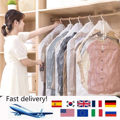 Vacuum Hanging Storage Bags Space Saving Clothes Compression Organizer Vacuum Bag Reusable Closet Dust Cover For Storing Clothes
