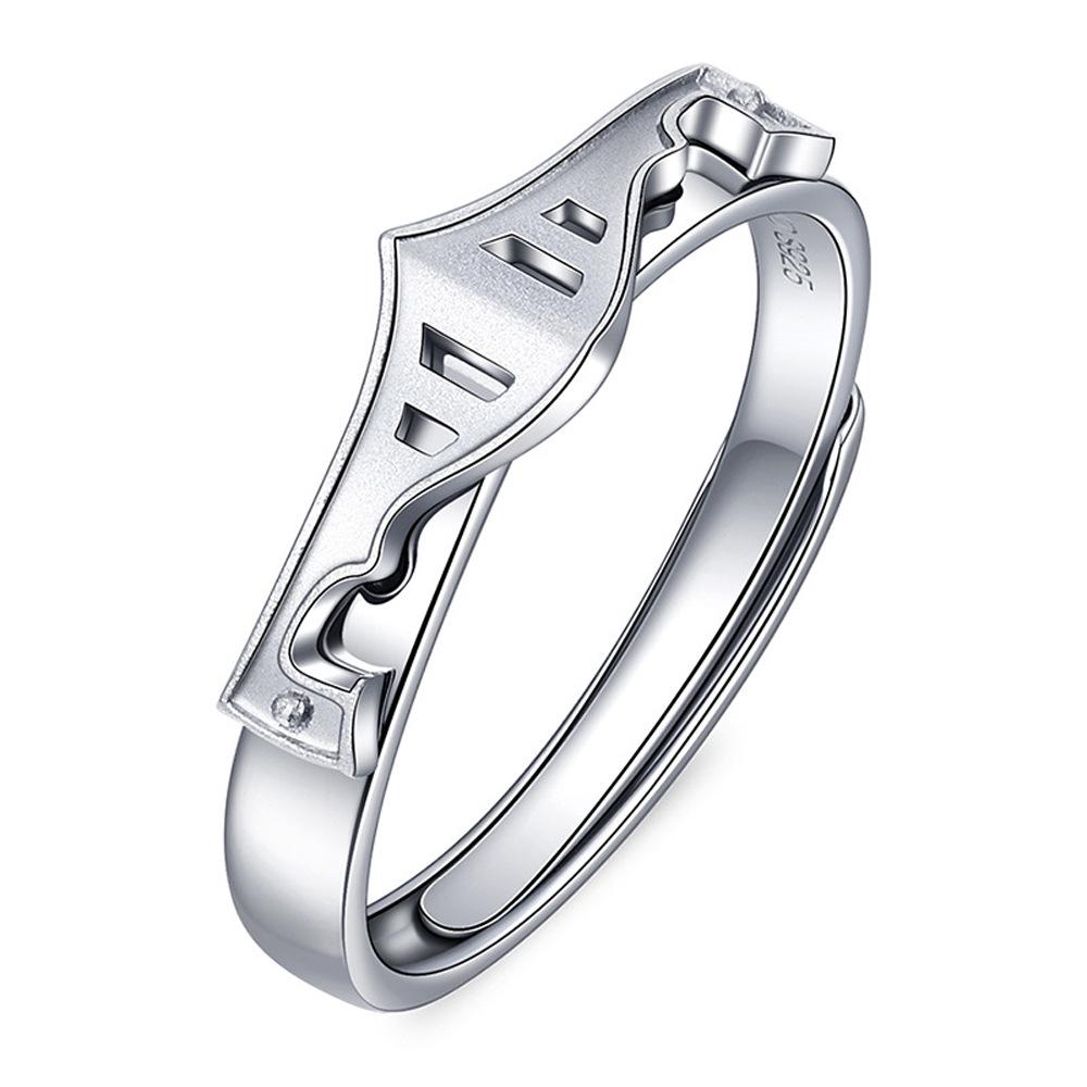 Tonglin S925 Sterling Silver Princess & Knight Couple Rings - Creative Christmas Gift