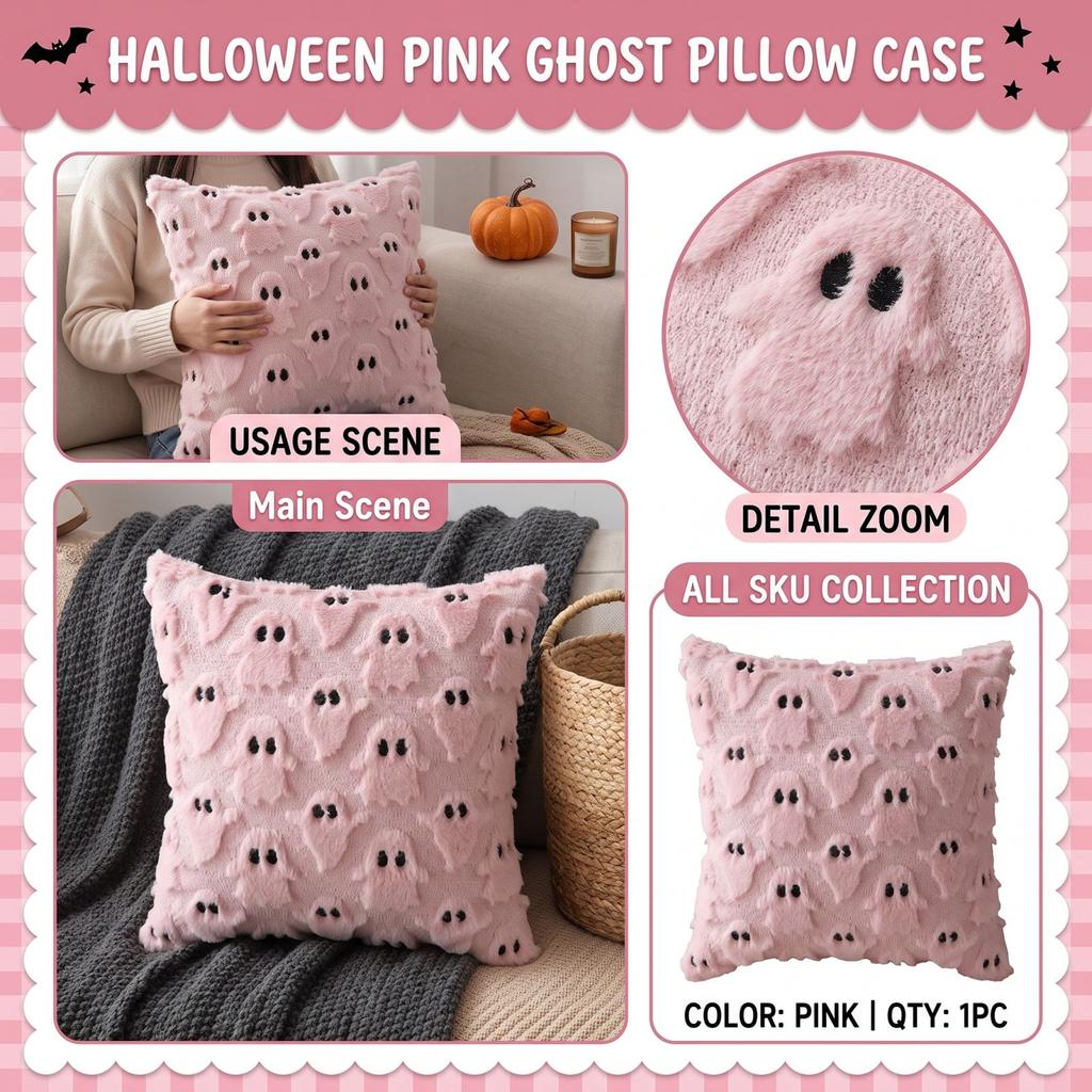 Halloween Plush Cover Soft Decorative Cushion Case for Couch Bedroom